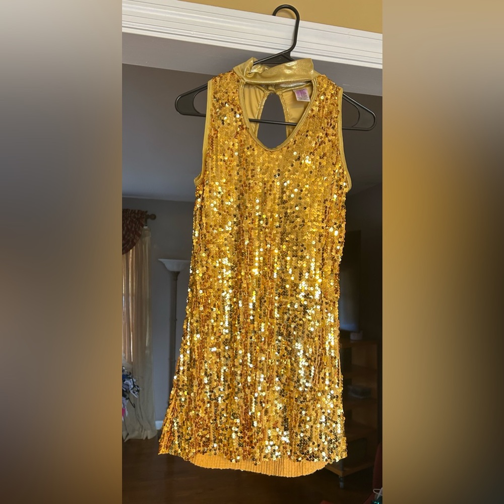 Balera gold sequin dress dance costume - adult small